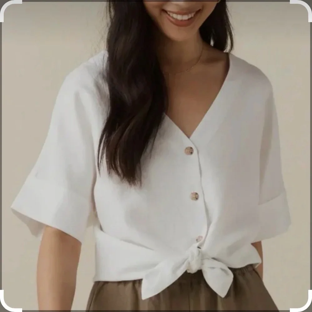 VETTA Cream Button-Down Women's Shirt - Picture 5 of 6